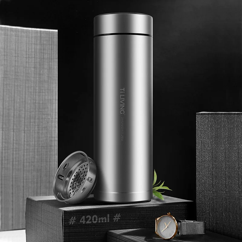 

TiLIVING-Pure Titanium Thermos Cup,Vacuum Double Layer,Frosted,Drinkware,High-end Gift,Business Teacups,Water Bottle,420ml,500ml