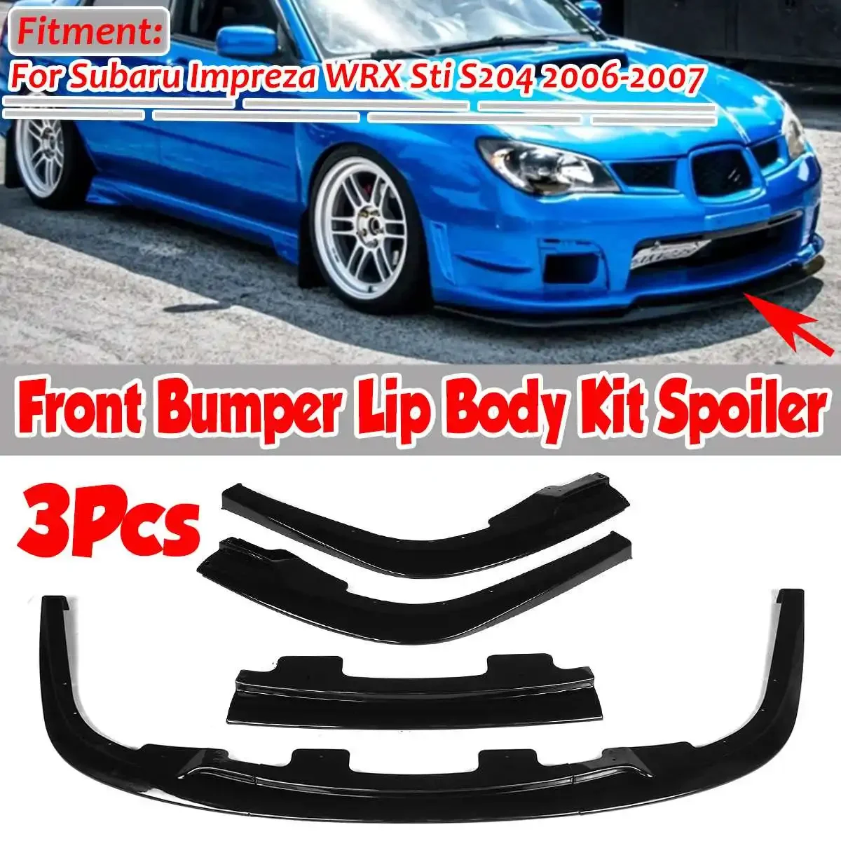 

Carbon Fiber Look/Black Car Front Bumper Lip Spoiler Splitter Deflector Lips For Subaru Impreza WRX Sti S204 2006-2007 Body Kit