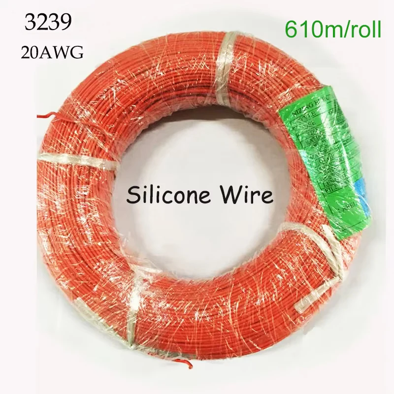 610m/Roll 3239 20AWG Silicone Cable High-Voltage Silica Wire Tinned Copper Electric Wire Soft Silicone Rubber