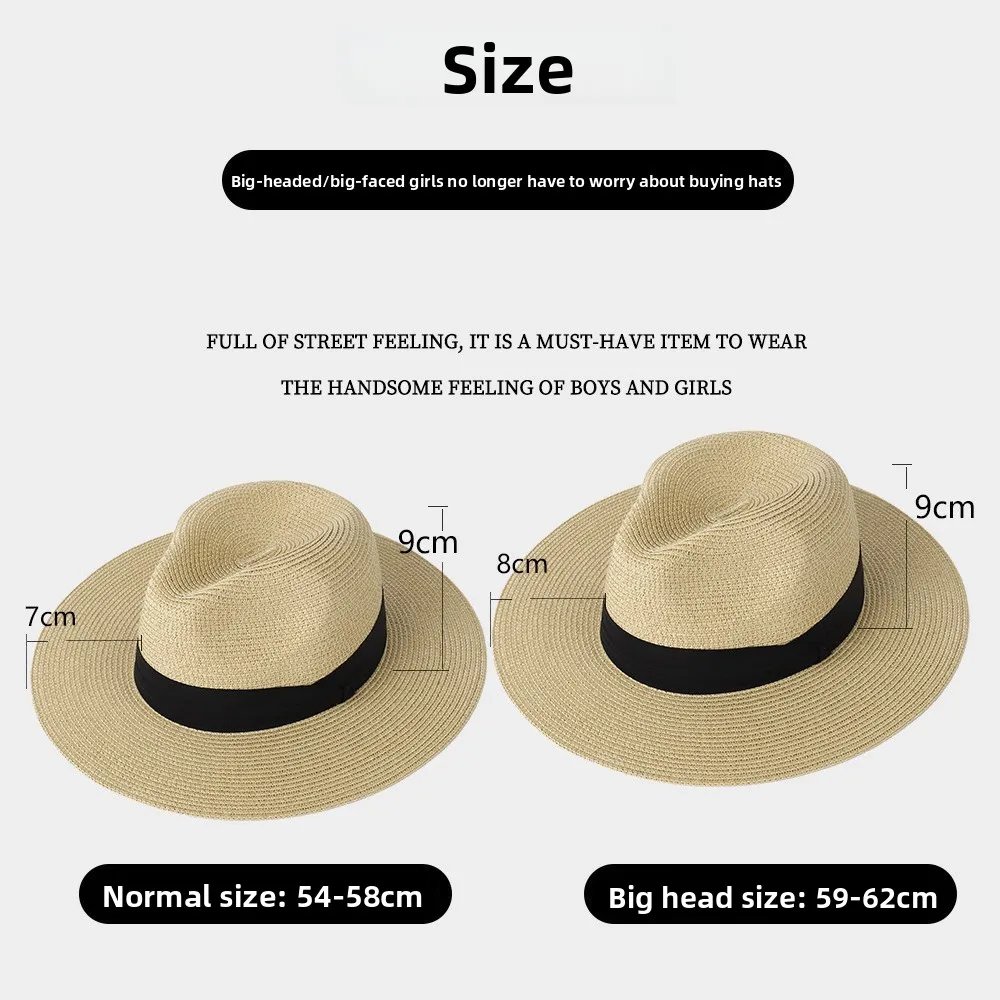 Women Men Panama Hat Summer Sun Protection Visor Hat Seaside Travel Team Building Beach Straw Hat