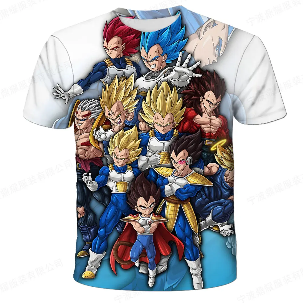 Dragon Ball 3D impresso Goku camiseta infantil, roupas de meninos, streetwear, tops infantis, vegeta, manga curta, harajuku