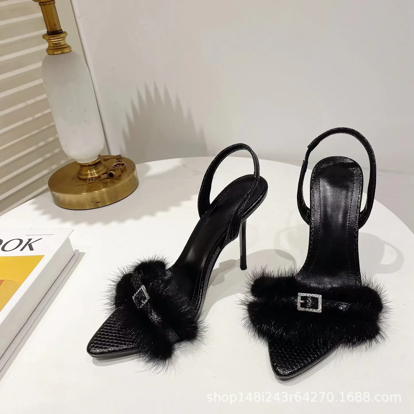 

Зимние и весенние туфли-лодочки на шпильке с острым носком, с ремешком из натурального меха норки, роскошные вечерние туфли для вечеринок и банкетов, женские туфли на каблуке класса люкс