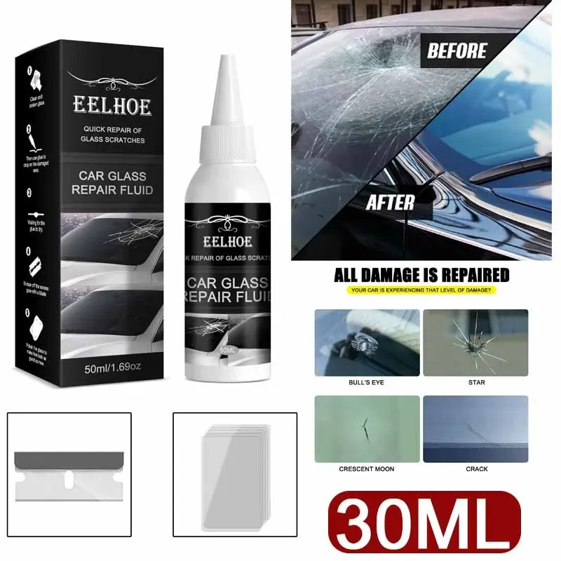 30ML Car Windshield Repair Kit DIY Glue Quick Fix Car Glass Crack Repair Agent Cracks Combined Repair for All Types of Glass