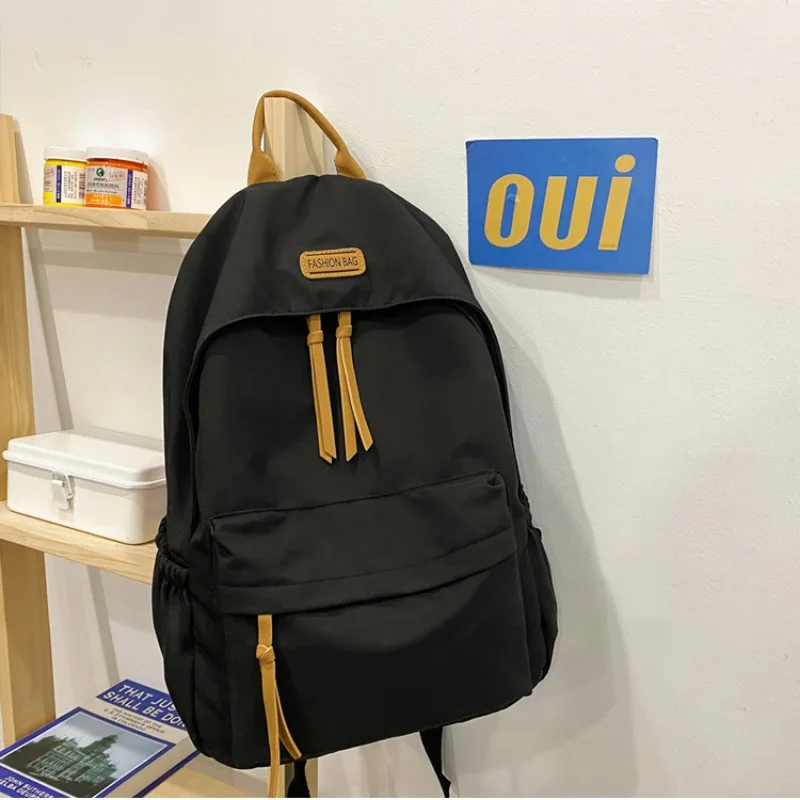 Large-capacity Backpack Female Japanese Backpack Solid Color Junior High School Student Canvas Schoolbag Laptop Backpack