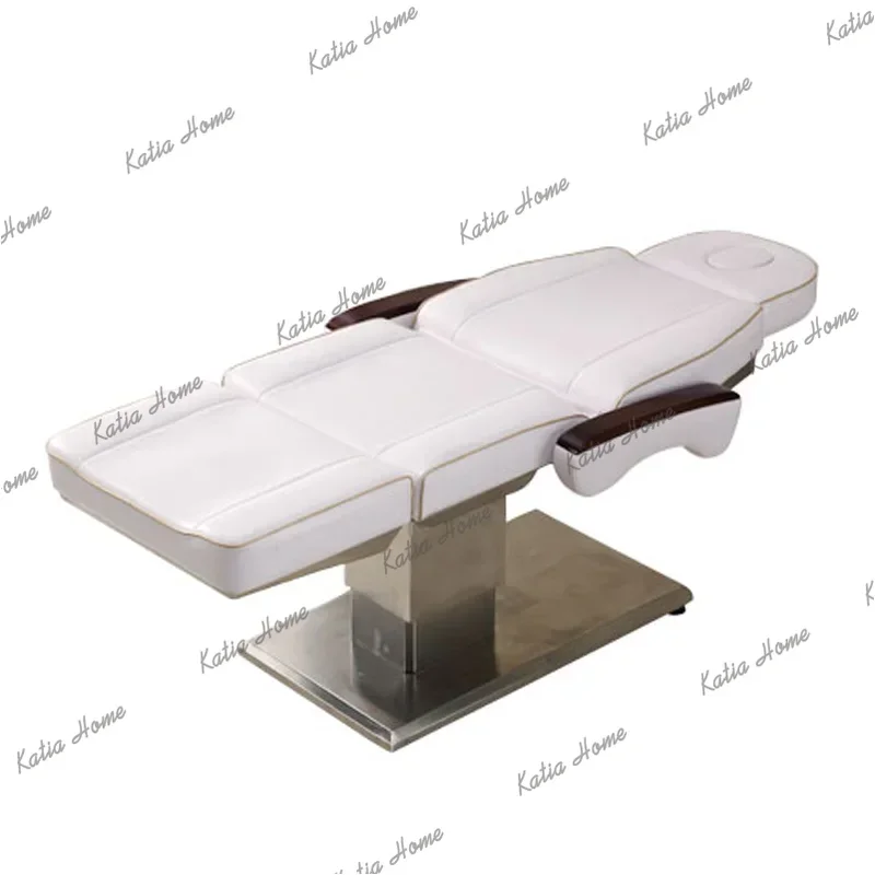 LSIvory White 3 Motor Electric Massage Bed With Metal Frame And Synthetic Leather For Beauty Salon Treatment