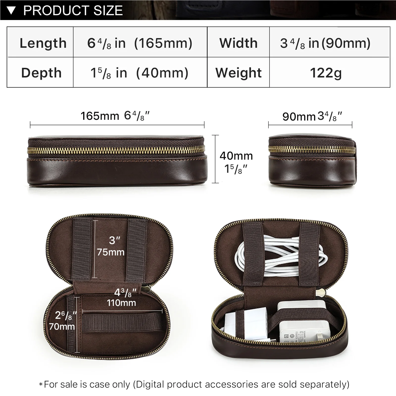 Przenośna Mini Torba do Przechowywania Gadżetów Cyfrowych Skórzane Etui na Słuchawki Ładowarkę Kabel do Transmisji Danych Organizer na Dysk U — zdjęcie produktu 6