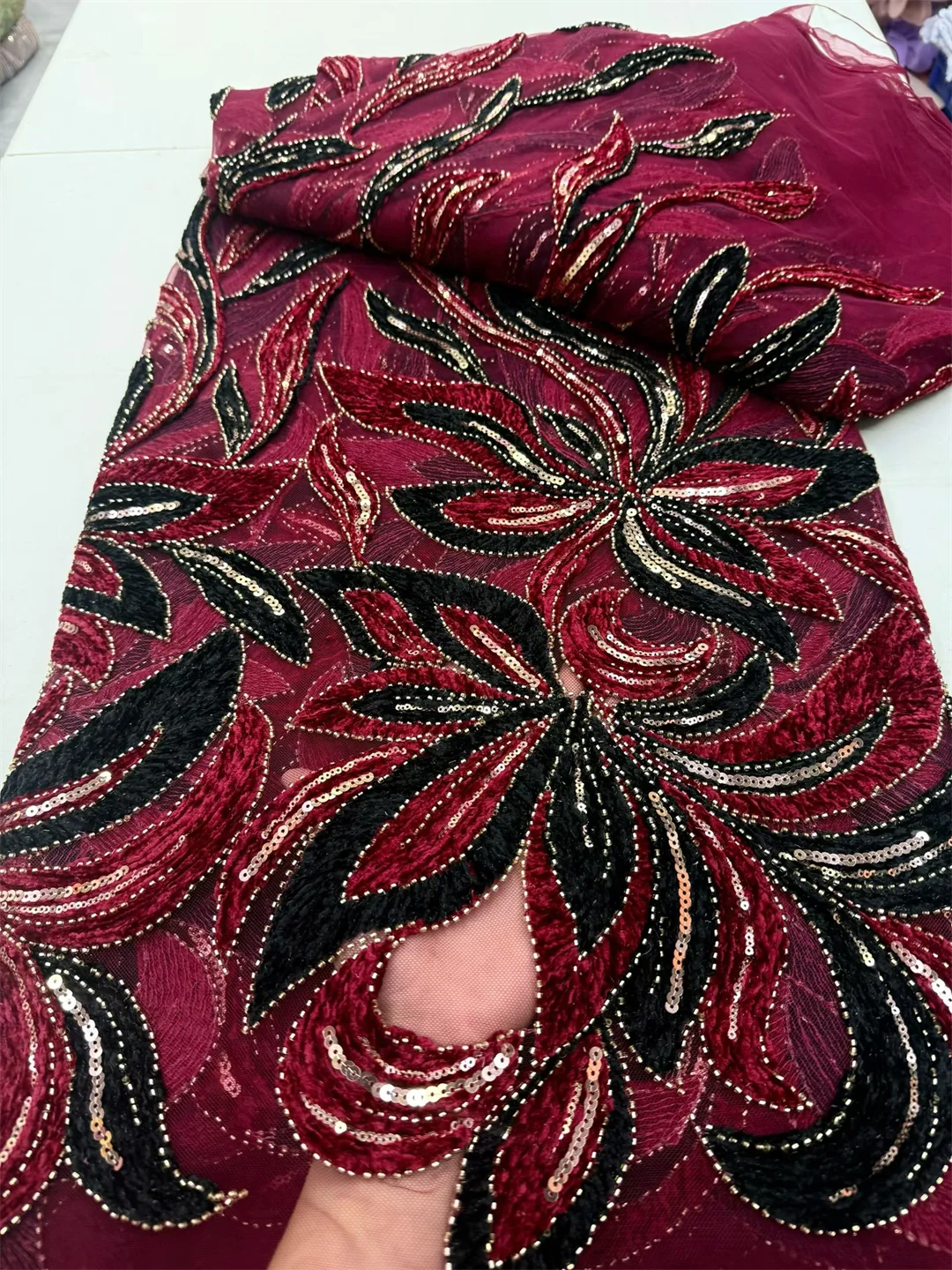 

African Groom Lace Fabric 2026 High Quality Lace French Tulle Sequins Embroidery Beads Tulle Lace Fabric For Party Dress Women