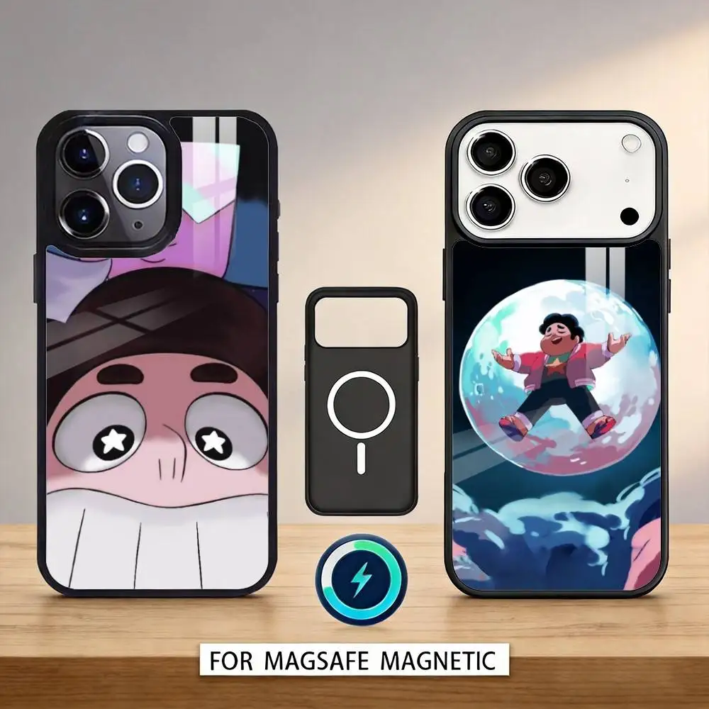 

Cartoon S-Steven U-Universe Anime Phone Case For iPhone17,16,15,14,13,12,Pro,Max,Magnetic For Magsafe Wireless Charging