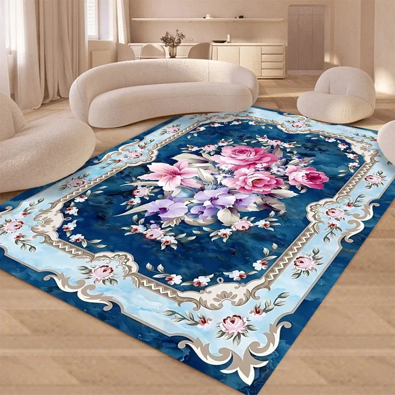 

VIKAMA European Style Palace Flower Carpet Retro Living Room Sofa Tea Table Cushion Bar B&B Bedroom Carpet Home Decoration