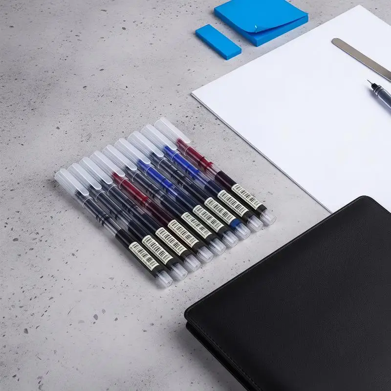 10 Pcs Durable Liquid Ballpoint Pens Comfort Grip Rollerball Pen Set for School Students Office Staff Use
