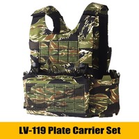 LV119 Plate Carrier Set TIGER STRIPES Tactical Vest Lightweight Quick Release Airsoft Molle Hunting Gear with Triple Mag Pouch