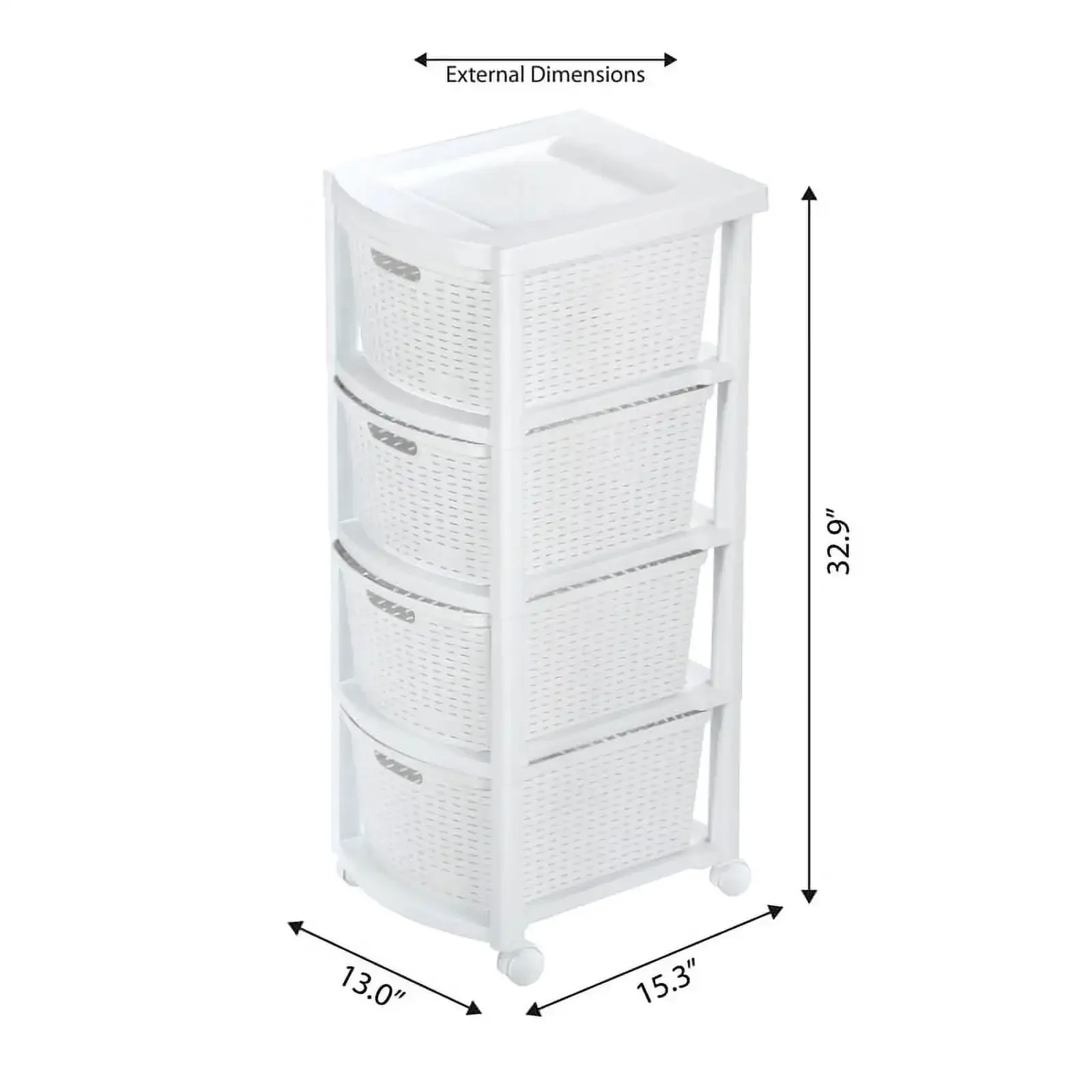 Plastic Resin 4-Drawer Rolling Storage Cart, White  Kitchen Storage  Closet Organizer