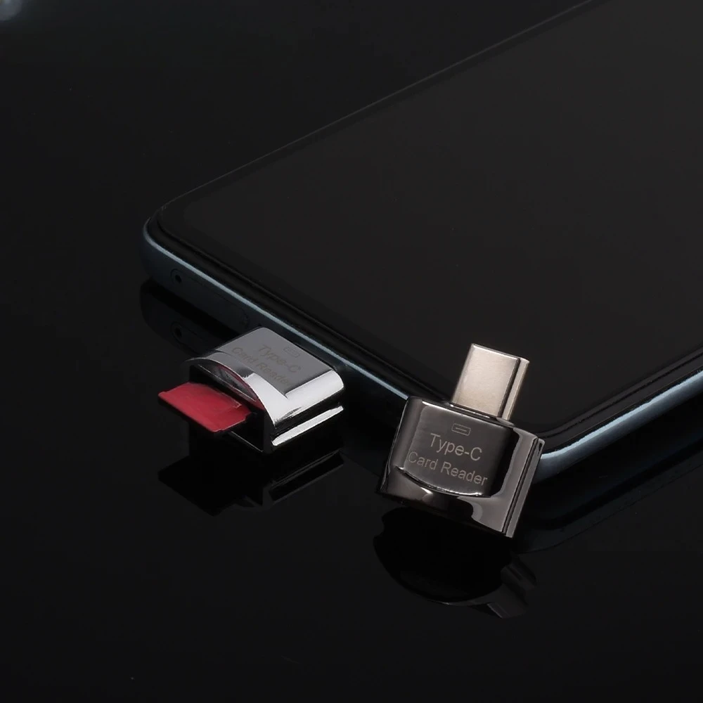 SHANDIAN Metal Mini Type-C Universal Card Reader High Speed Use for Mobile Phone Tablet Computer Silver Memory Stick Card Reader