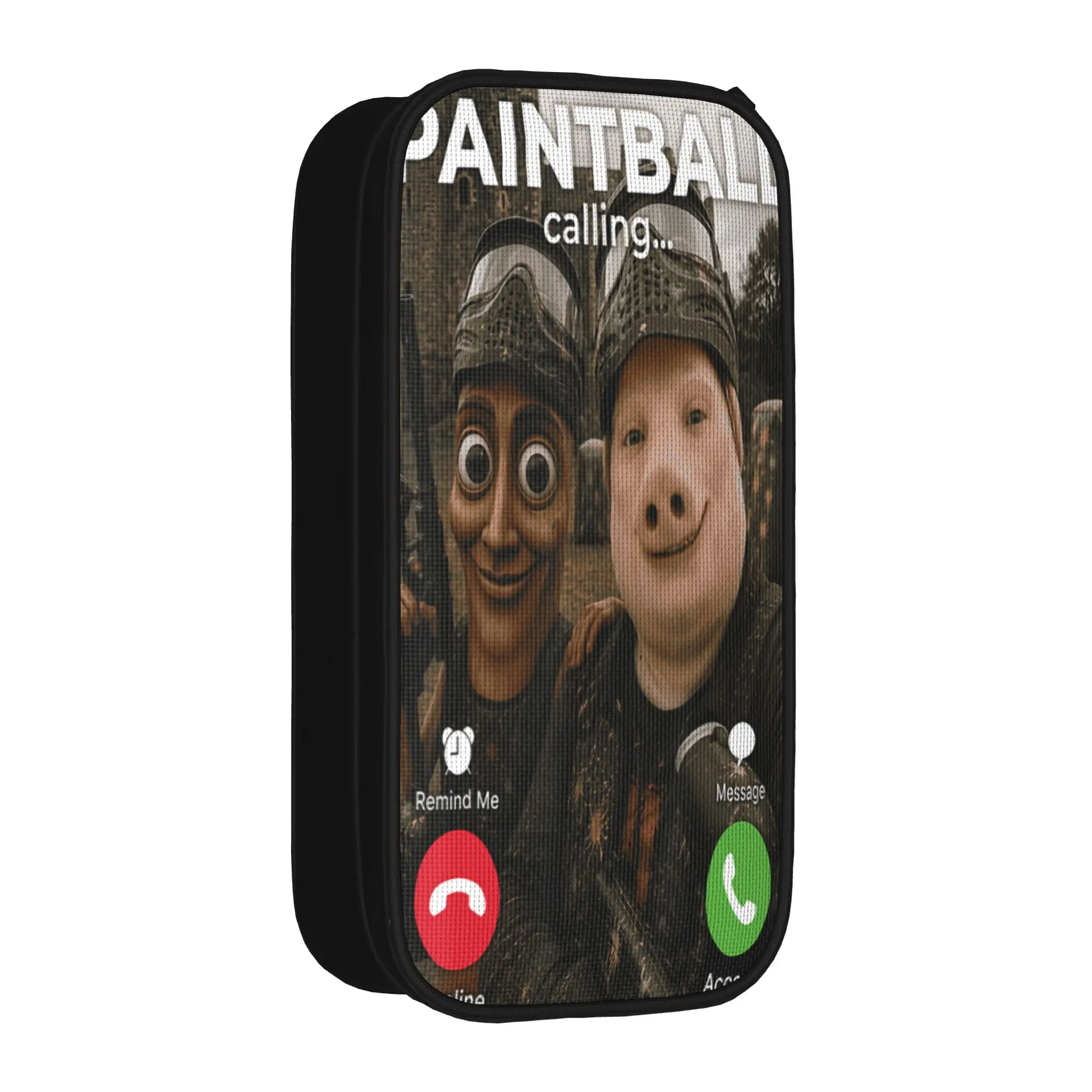 Tung Sahur Paintball Calling Meme John Pork Brainrot Buddy Pencil Case Canvas Pencil Pouch Vintage Big School Pencil Cases