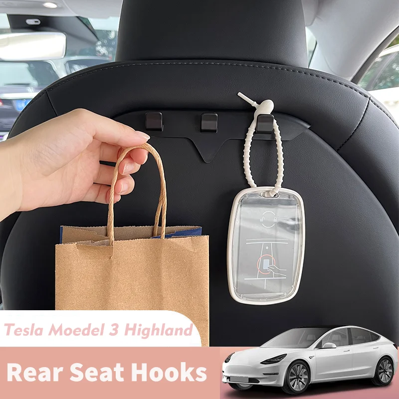 For Tesla Model 3 Highland Rear Seat Hooks Stylish and Durable Car Accessory for Organized Storage and Clutter Free Interior