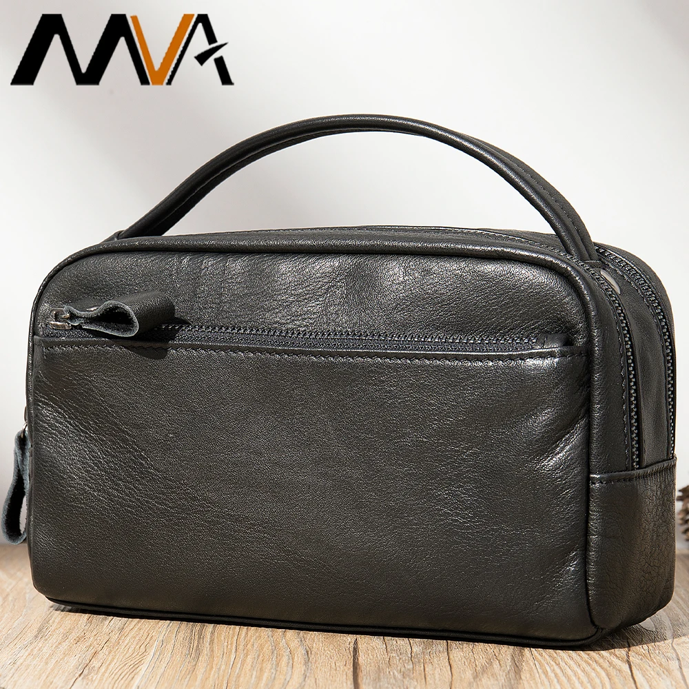 MVA Genuine Leather Toiletry Bag For Men Wash Shaving Dopp Kit Women Travel Make UP Cosmetic Pouch Bag Case Organizer Casual