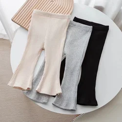 Girls' Leggings 6M-6Y Children's Spring Summer Slim Pants Girls' Lace Solid Color Flare Pants Korean Version