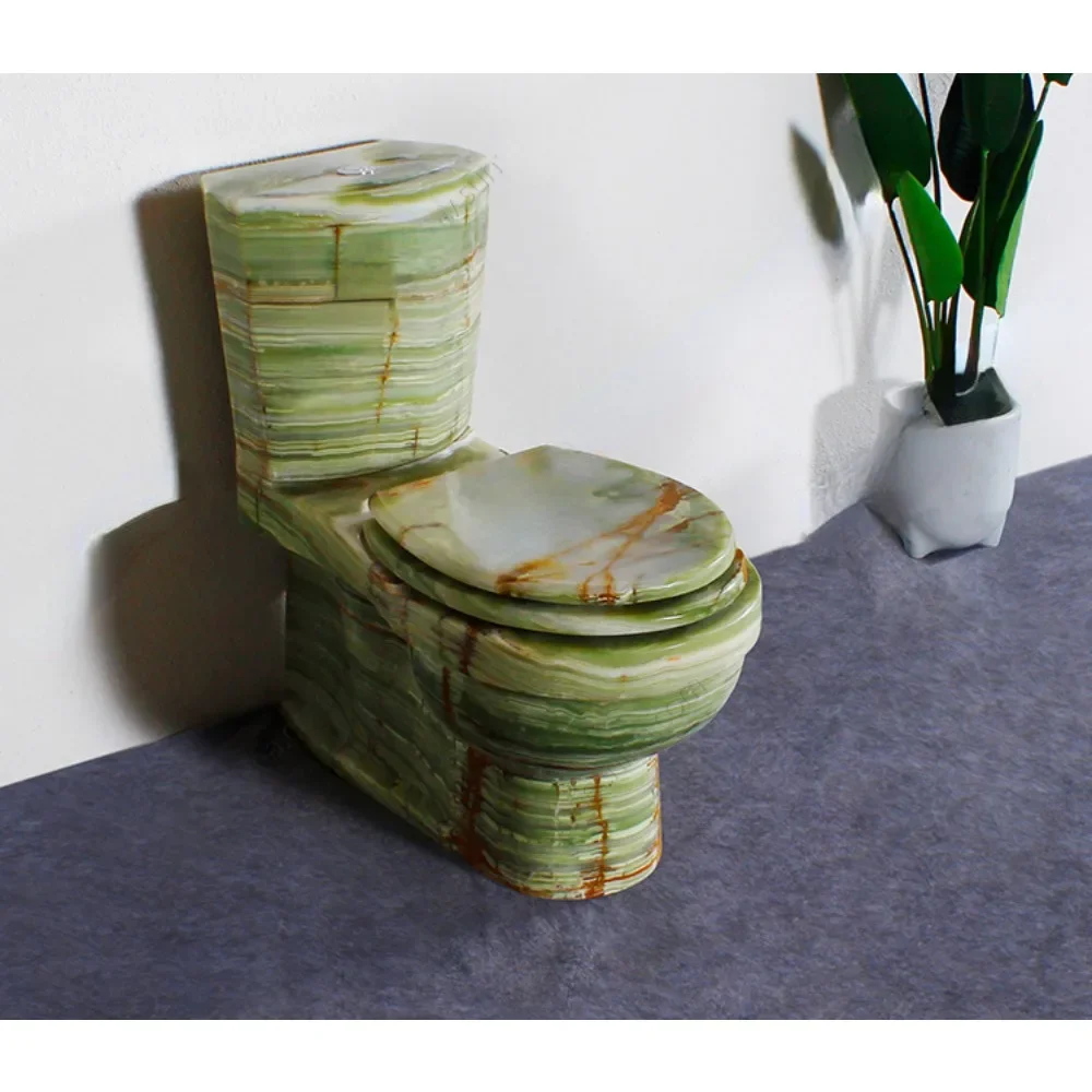 Factory Price Custom Luxury Green Onyx Marble Stone Sanitary Ware WC Toilet