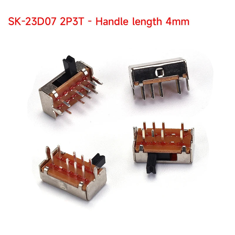 5PCS SK-23D07 2P3T Double Row Horizontal Power Switch 8-Pin 3-Position Miniature Horizontal Switch with 4mm Handle Length