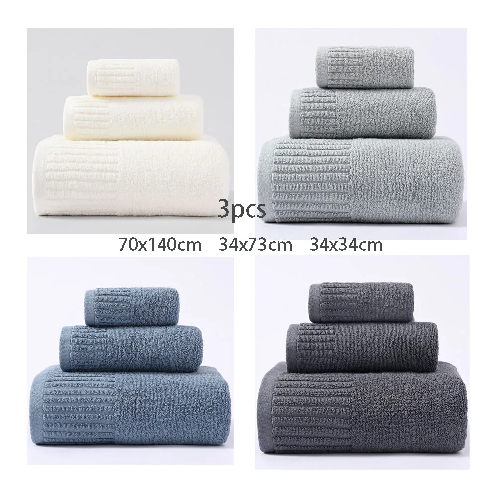 

100% Cotton 3pcs High Quality Towels Set Soft Absorbent Bath Towel Face Towels Small Square Towel Home Hotel Bathroom Towels