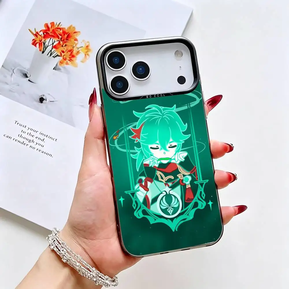 Game Genshin-n Impact-t   Phone Case For iPhone 17,16,15,14,13,12,11 Plus,Pro Max,XS,Grey Silver Plated Inside Cover