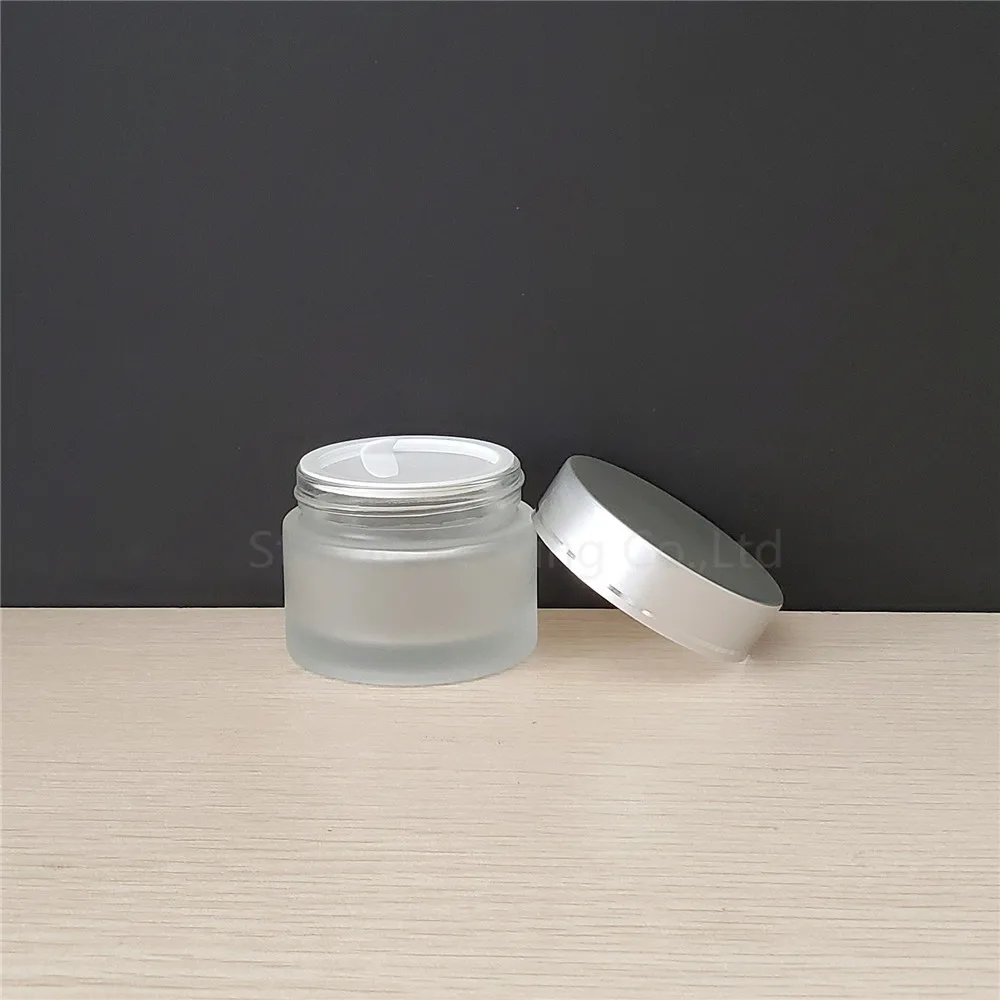 100 frascos de vidro fosco dos pces 50g, frascos de creme 50ml, garrafas de creme dos cuidados com a pele, recipientes cosméticos de 1.7 fl oz