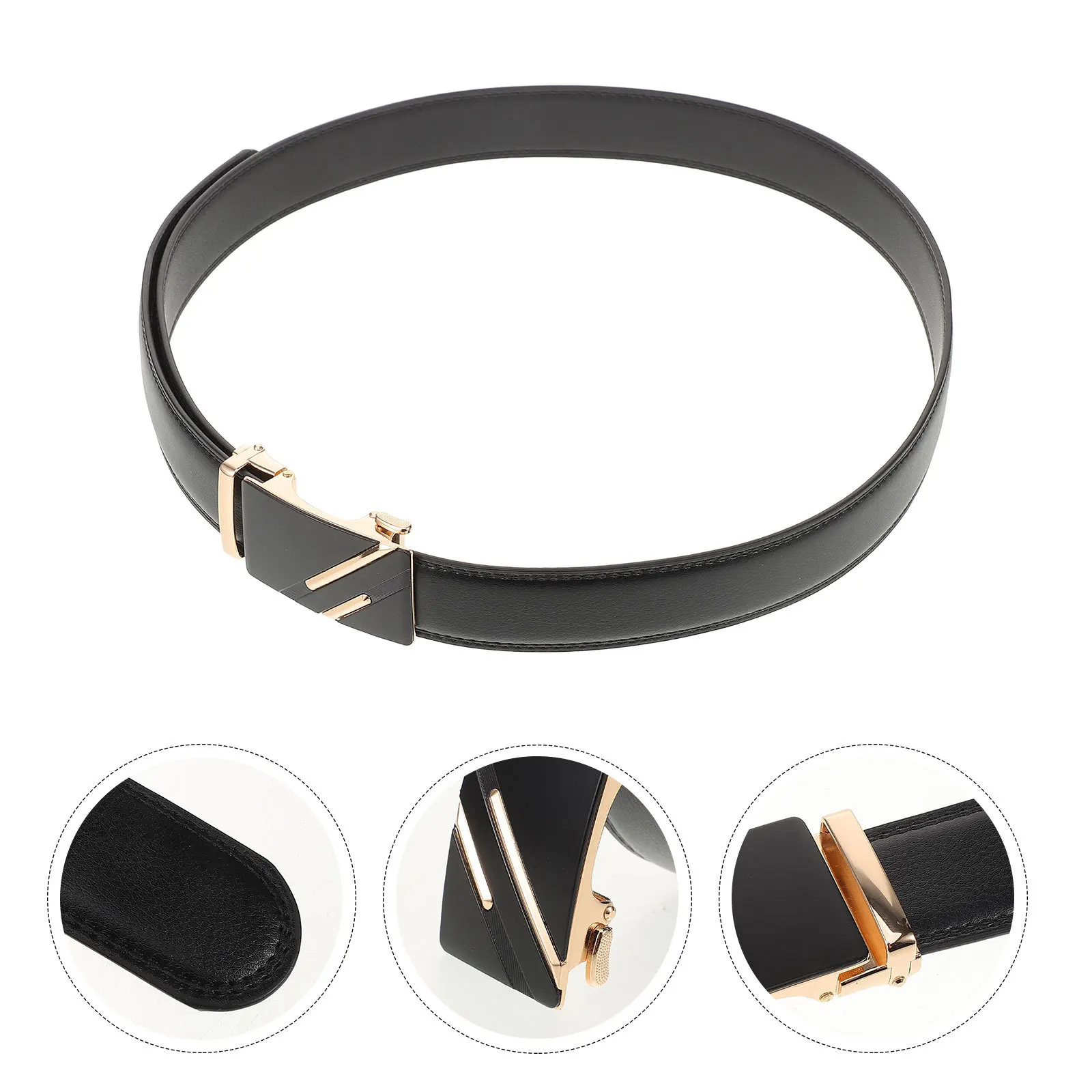 

Men Imitation Belt Automatic Buckle Adjustable Casual Jeans Pants Dress Strap Simple Stylish Business Belt 120cm