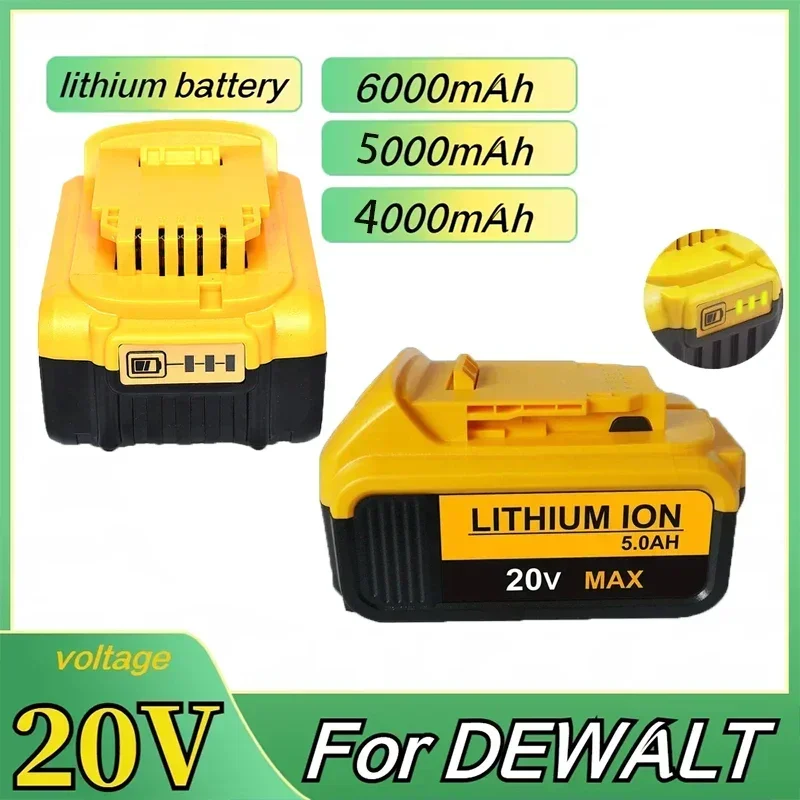 New 20V For Dewalt DCB200 replaceable battery for dewei DCB182 DCB184 DCB201 DCB206 power tool lithium-ion battery 4Ah 5Ah 6Ah