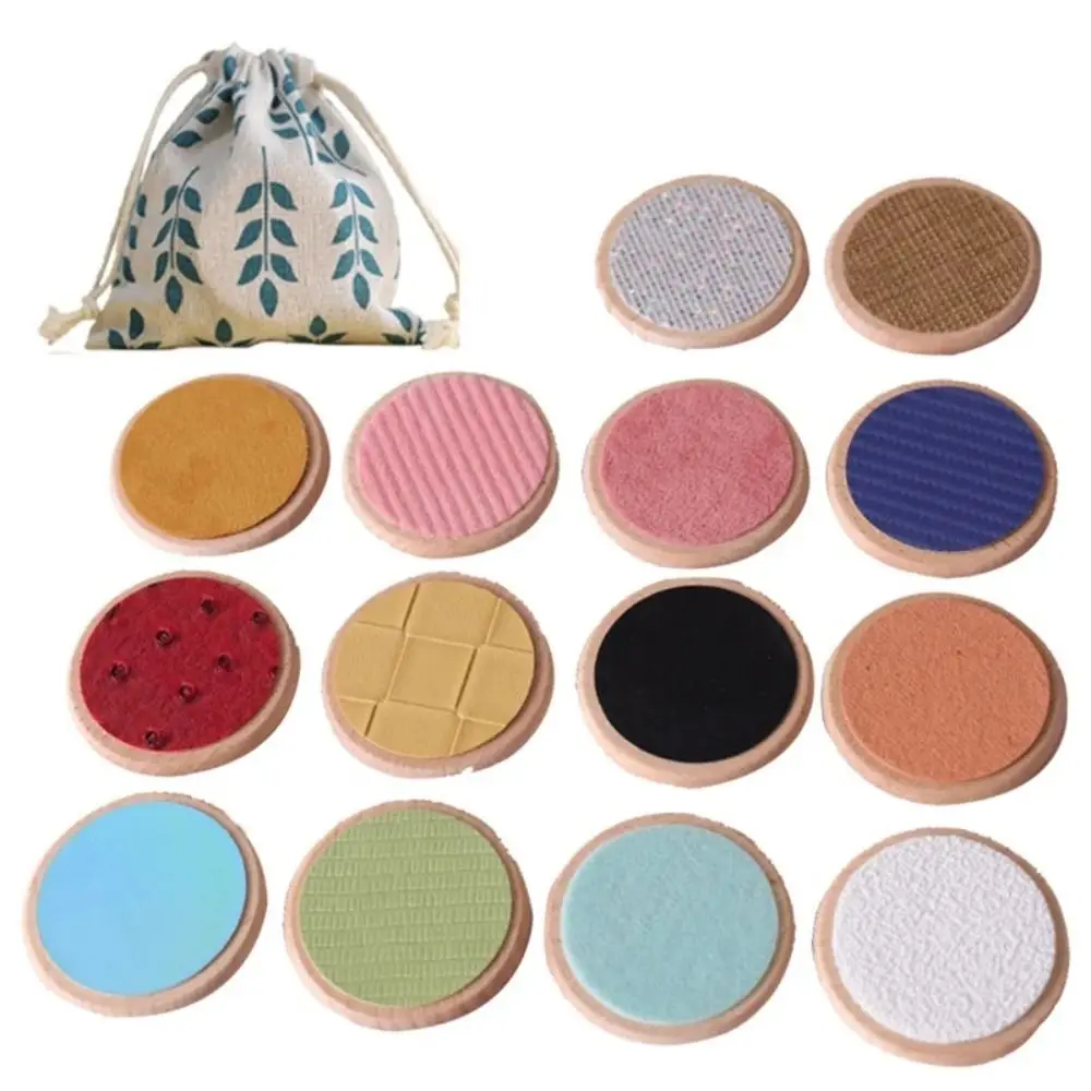 Wood Tactile Matching Board Different Material Surfaces Pairing Classification Design Sensory Touch Round
