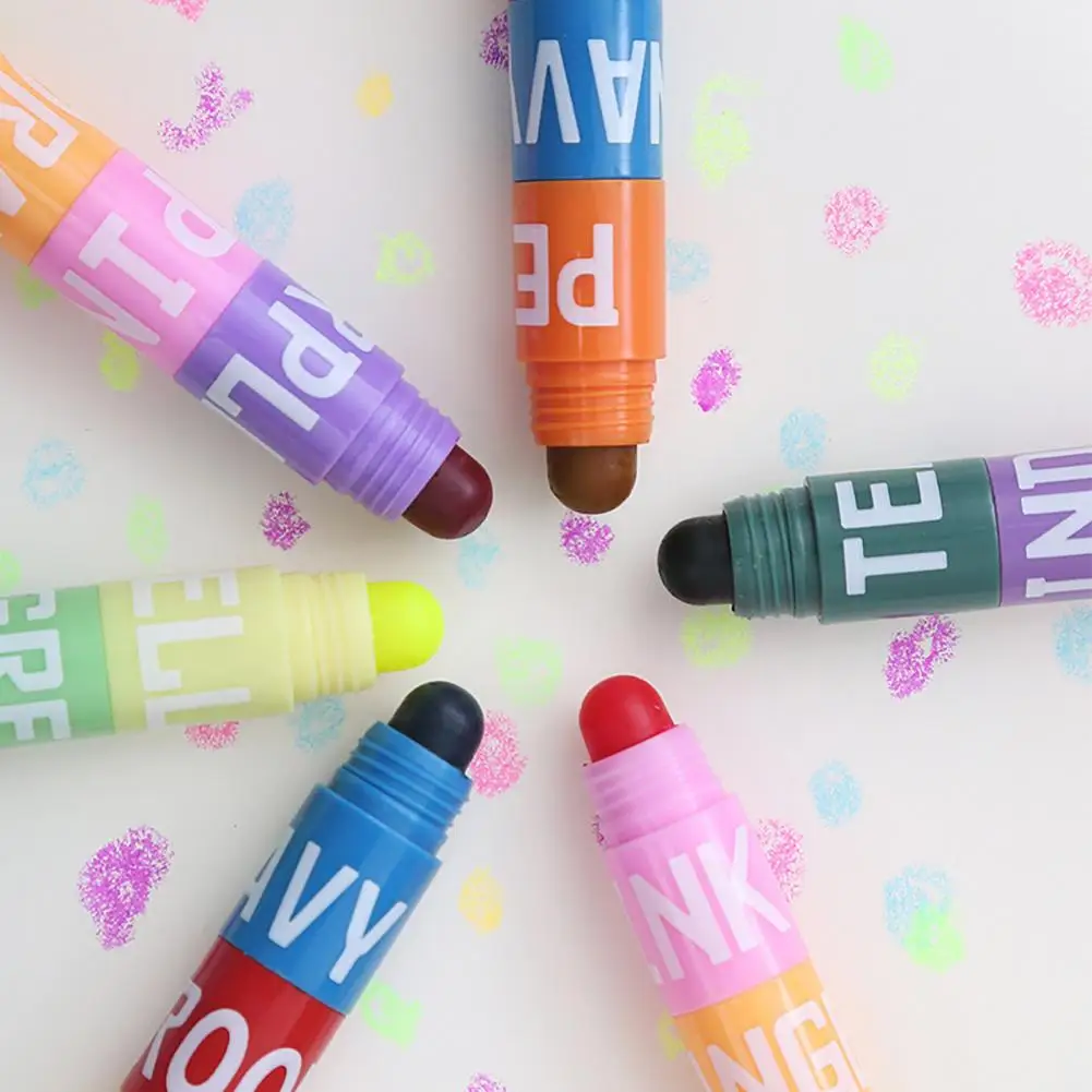 책 마커펜 하이라이터 펜, 라운드 팁, 빠른 건조 크레용, DIY 앨범 드로잉 미술 용품, 6 가지 색상