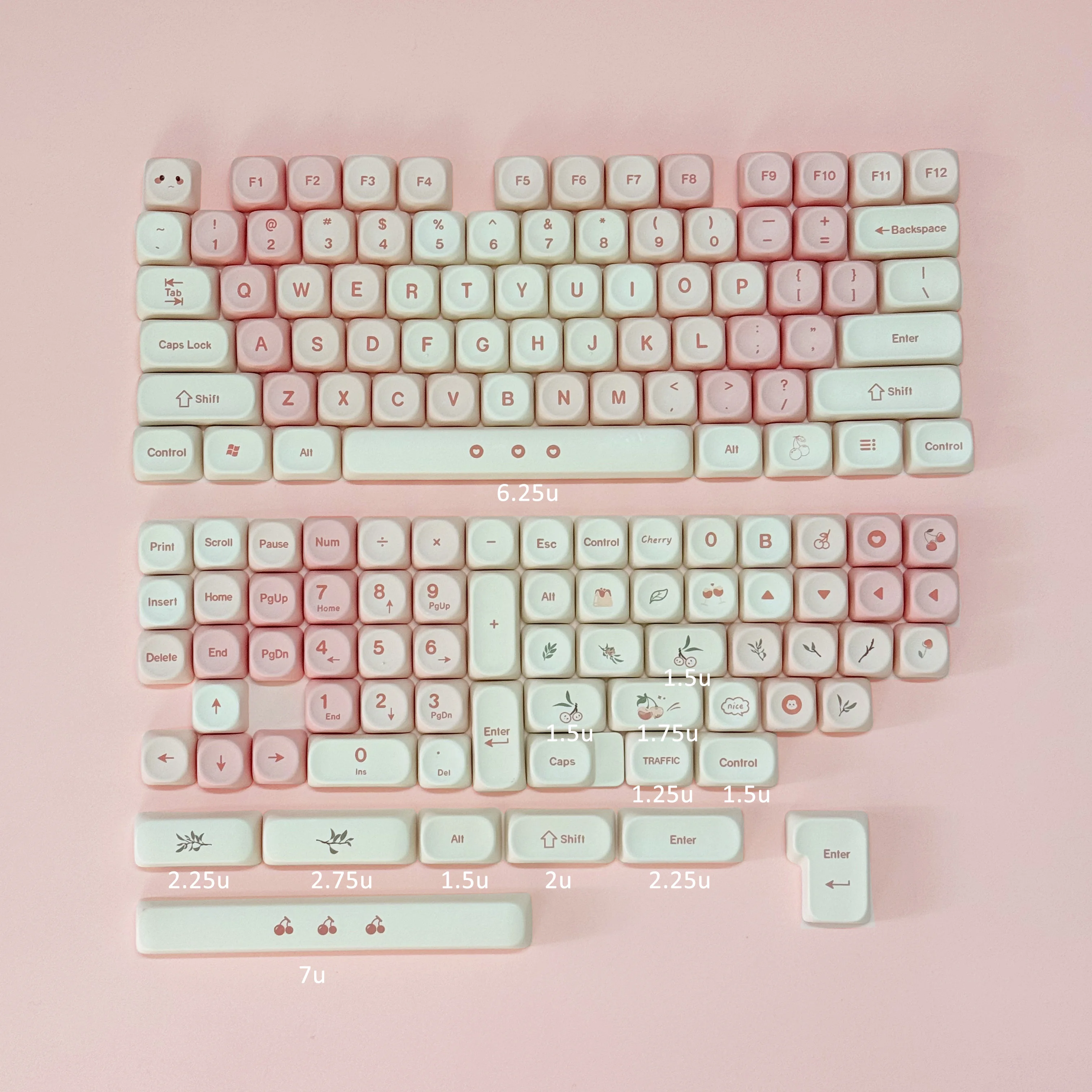 Pink Cherry Cute Style Keycaps - Keyboard Numpad Separate 评论和价格