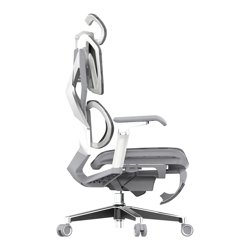 Double-Jointed Adjustable Headrest Grey Pc Rgb Ergonomic Mesh Gaming Chair With Footrest