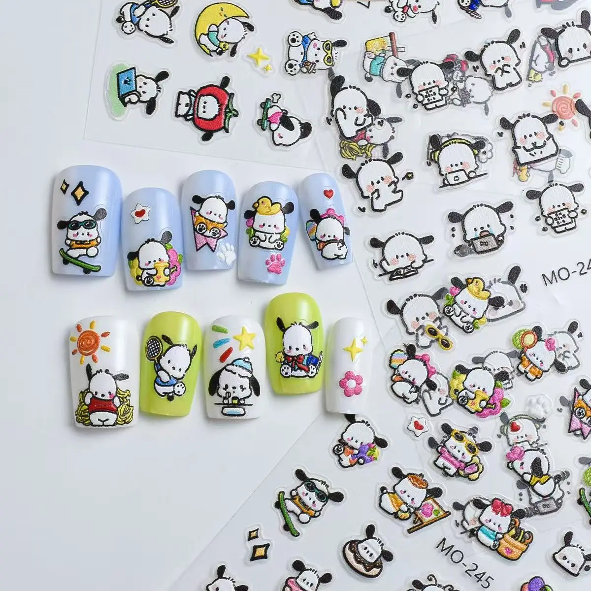 1PCS 5D Vivid Print Sanrio Series Nail Stickers Kawaii Nail Art Accessories Portable Cute Casual Picnic Style Stickers