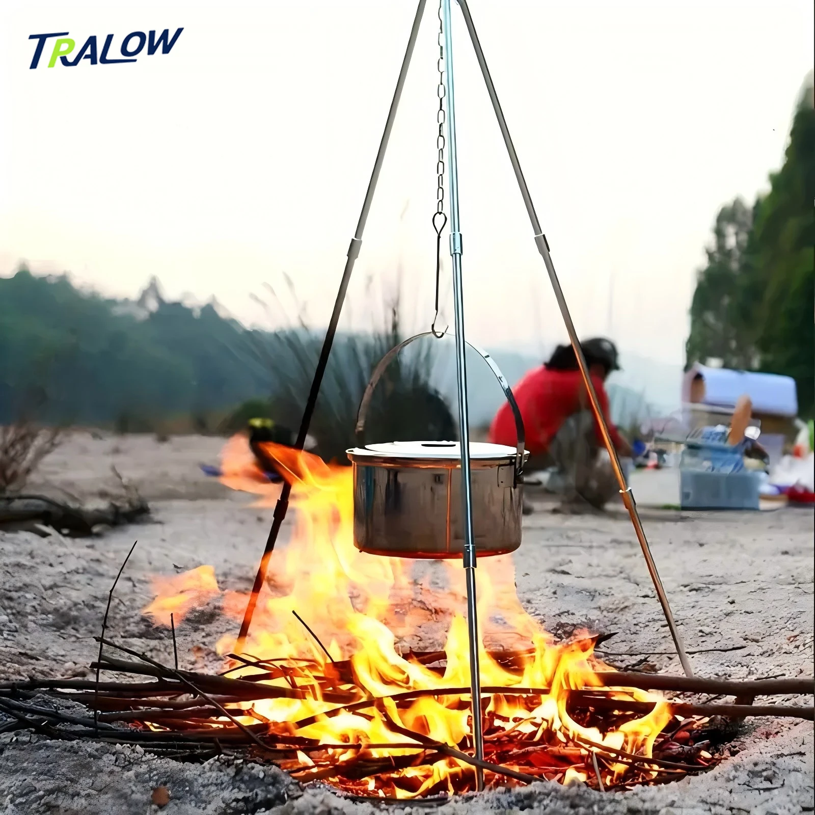 

TRALOW Adjustable Lightweight Aluminum Alloy Camping Tripod Suitable For Hiking Outdoor Cooking Fire Pits And Barbecuing