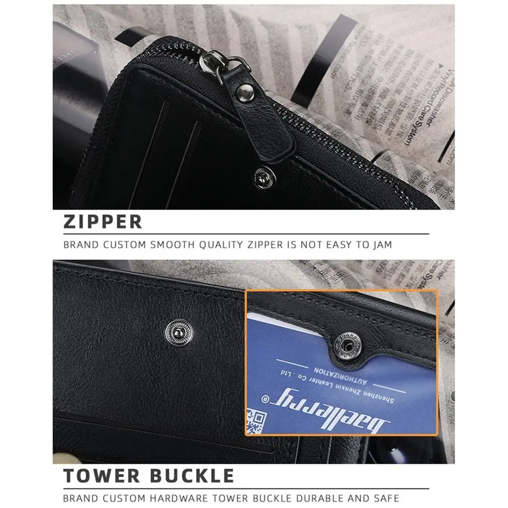 Fashion Purse Men PU Wallet Folded Wallet Bag Zipper Business Clutch Bag Card Brand Large Capacity ID Card Holder Women