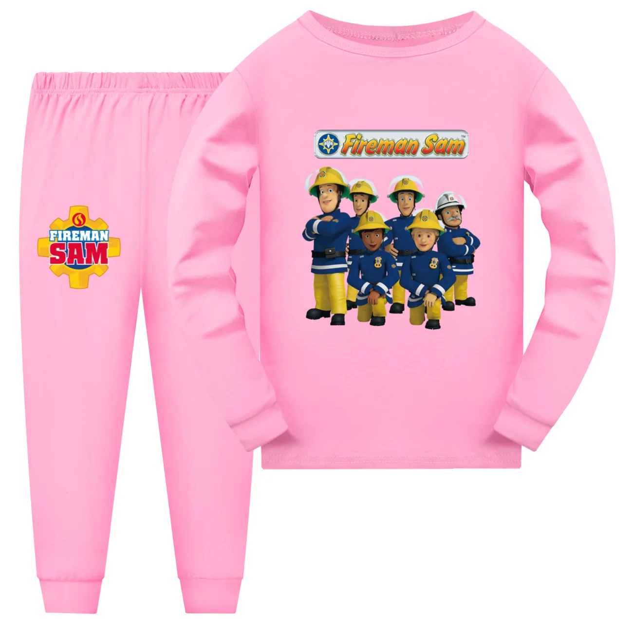 Cartoon Fireman Sam Children\'s Pyjama Toddler Girls Nightwear Kids Casual Sleepwear Baby Boys Long Sleeve T Shirt Tops Pants Set