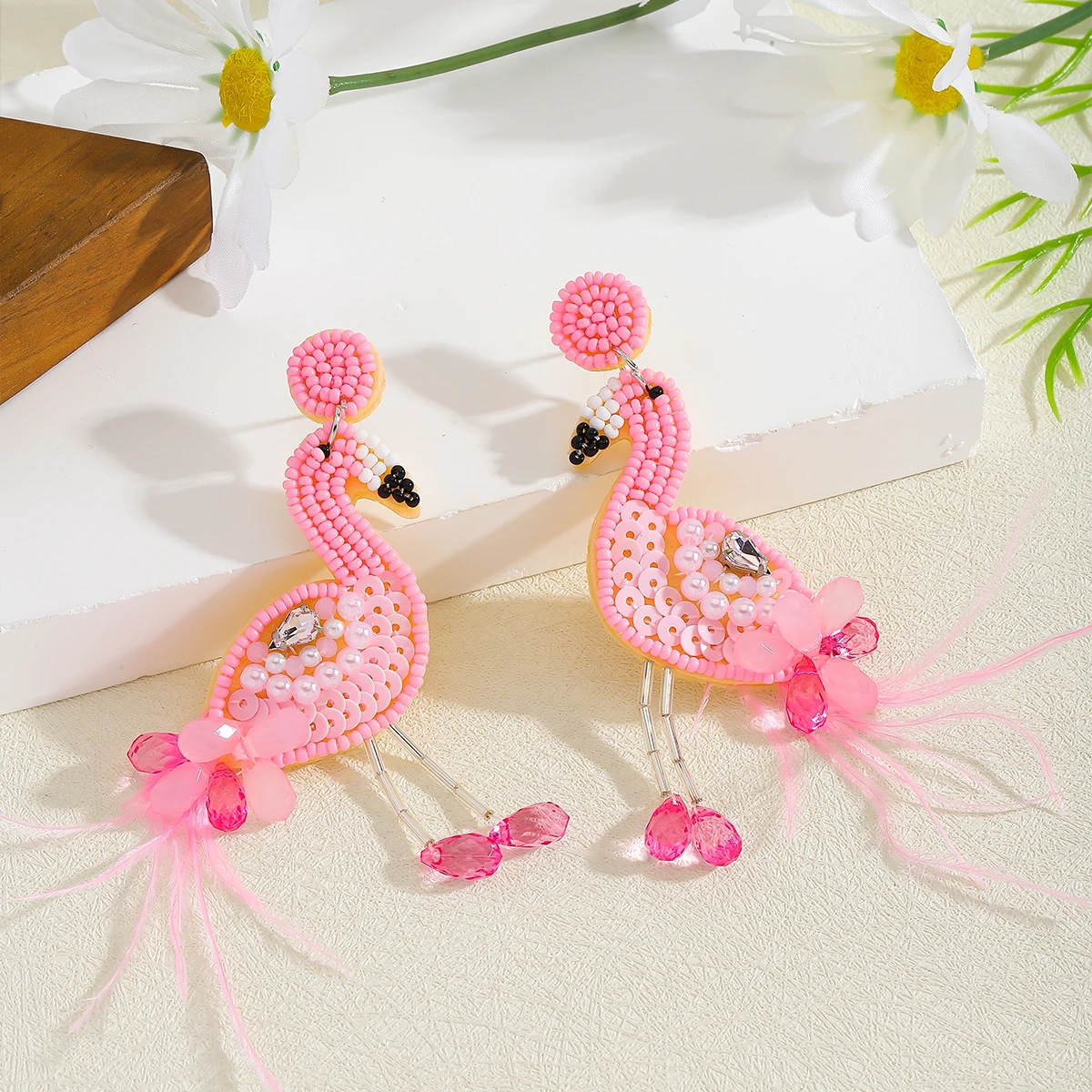 ZAA مبالغ فيها الأرز الخرز الطيور استرخى أقراط للنساء بوهيميا اليدوية مطرز شرابة أقراط مُزينة بحُلي البرتقال مجوهرات الهالوين