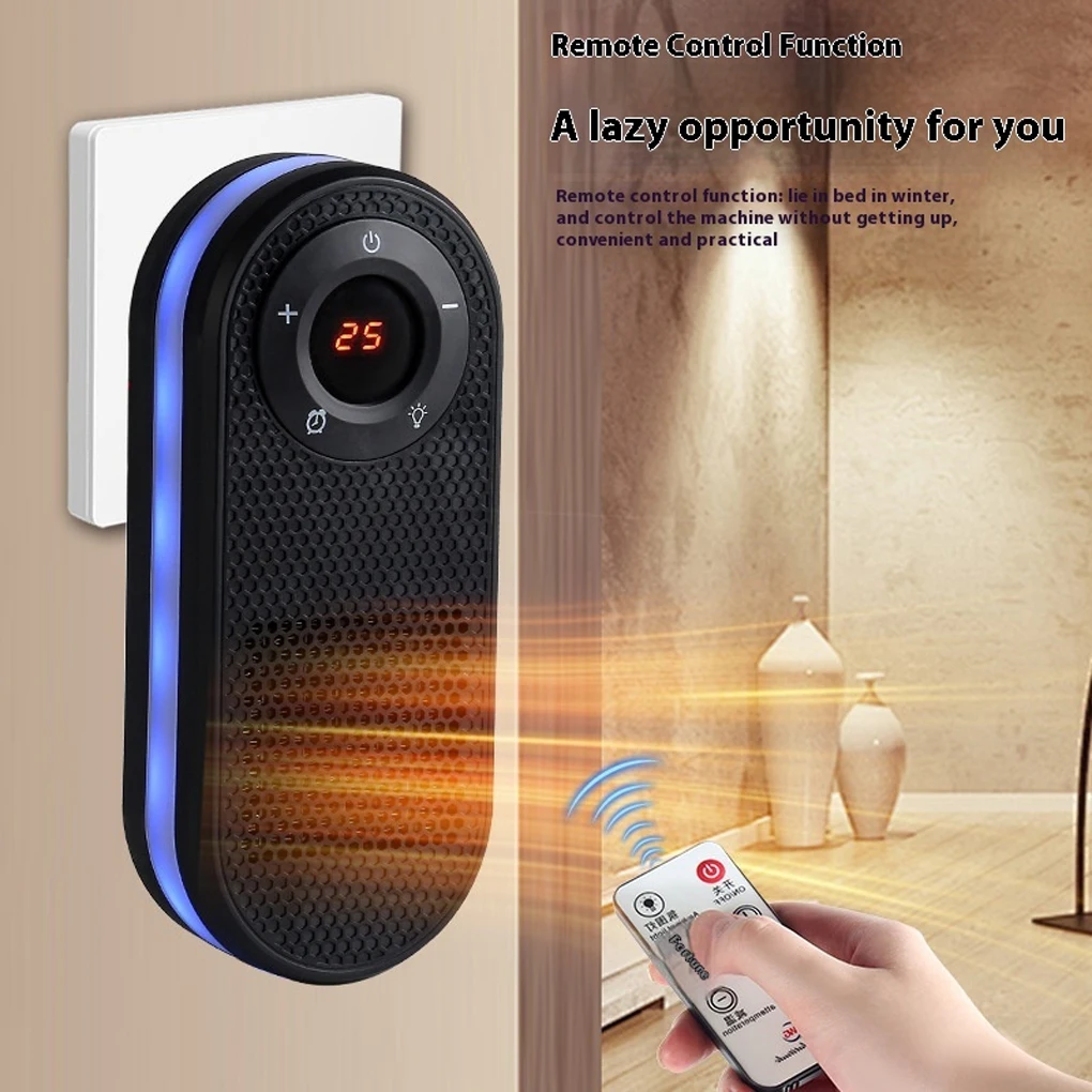 سخان مكتبي صغير محمول مع شاشة LCD عن بعد تسخين سريع سخان مكتب كفاءة في استخدام المكاتب المنزلية قابس الولايات المتحدة/الاتحاد الأوروبي