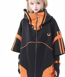 Short-Sleeve Mine Mass-Produced Sports Coat Set Hooded Jacket Zipper Contract Color Loose Sweet Casual Hoodies Pants Accessories