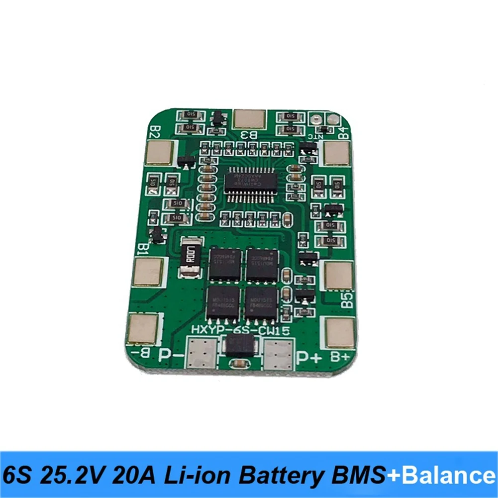 6S 25.2V 20A BMS Lithium Battery Board with Balancing for 25V Screwdriver and 24V Battery Pack Use