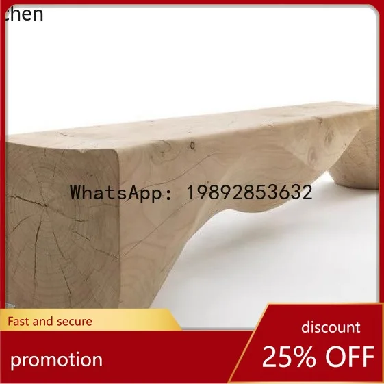 YFY Creative Solid Wood Stump Rest Area Shoe Changing Stool Wooden Bench Long Stool
