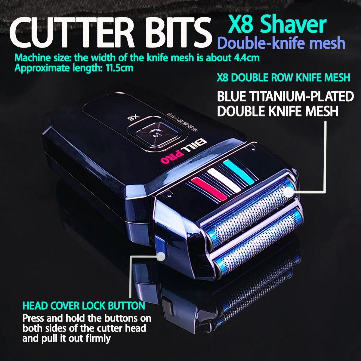 BILLPRO X8 X9 3 سرعات ماكينة حلاقة احترافية لتشذيب الشعر الأزرق المطلي بالتيتانيوم سكين شبكة رقيقة جدا مقص الشعر للرجال اللحية