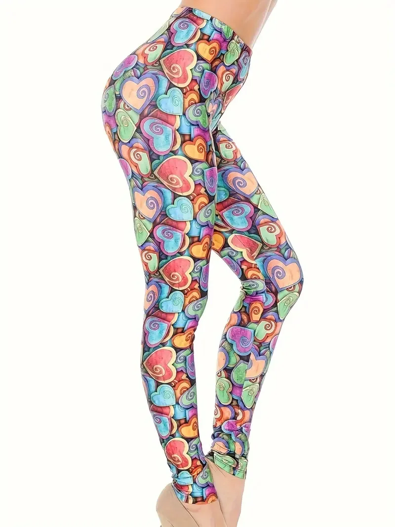 print Casual  tight stretch elastic waist comfortable slim fit work daily travel Wearing women\'s leggings