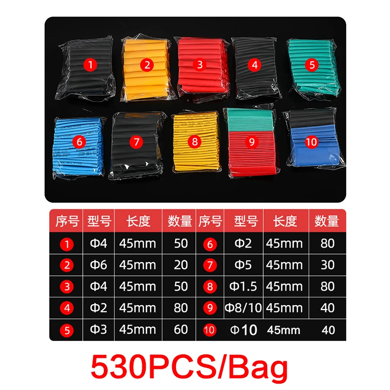 127-750 Uds. Juego de tubos termorretráctiles conectores de Cable envoltura de Tubo termorretráctil para Cable funda termorretráctil