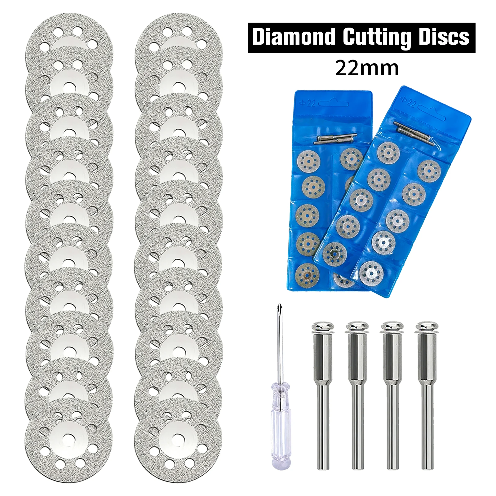 25 Stück 22mm Diamant-Trennscheiben mit 3mm Dorn, Rotationswerkzeug Schneid- und Schleifscheiben für Metall, Stahl und Materialbearbeitung