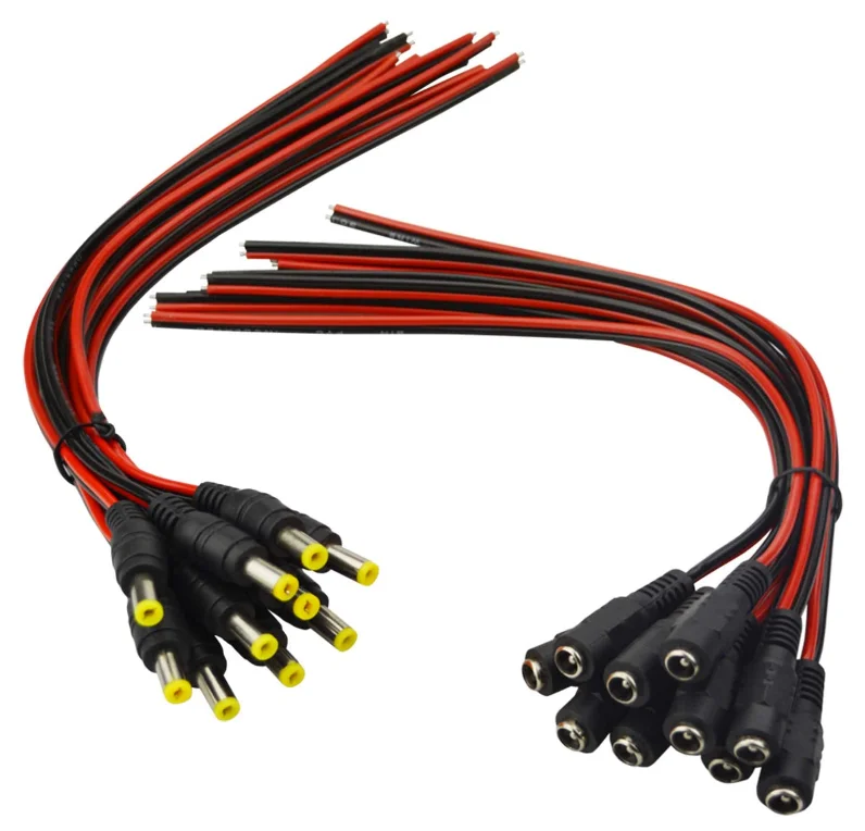 10pcs/pack--15CM 12V DC Power Cord Pigtail Male Cable 5.5x2.1mm For CCTV Camera LED Lights