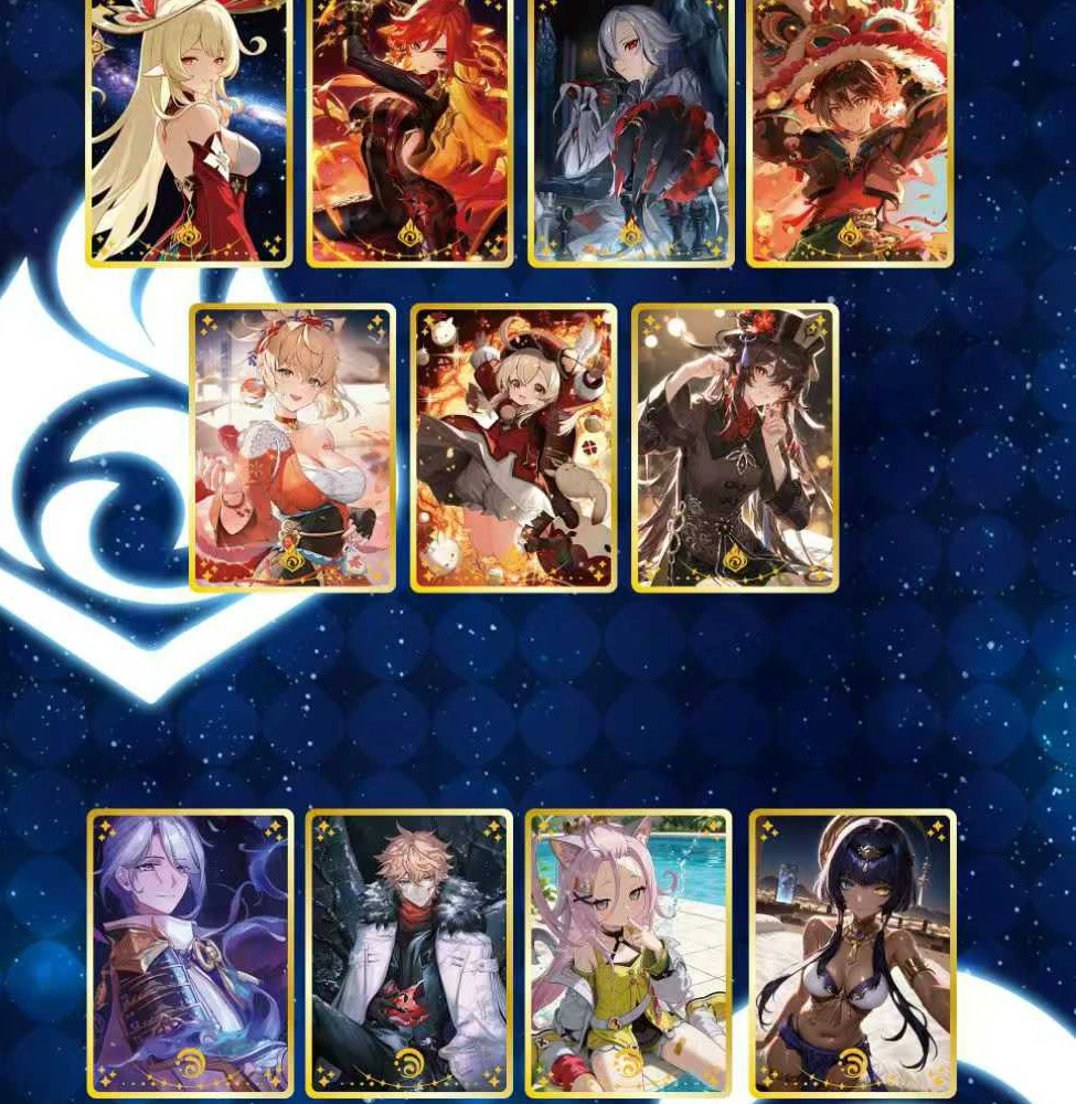 Limited Edition Genshin Impact Collectible Metal Cards Wave1 70 Types Gold Silver Plating Anime