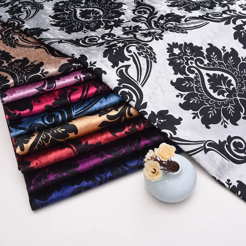 Thick Printed Velour Fabric By Meter for Pillowcases Tablecloth Sewing High Quality Luxury Golden Velvet Cloth Smooth Breathable