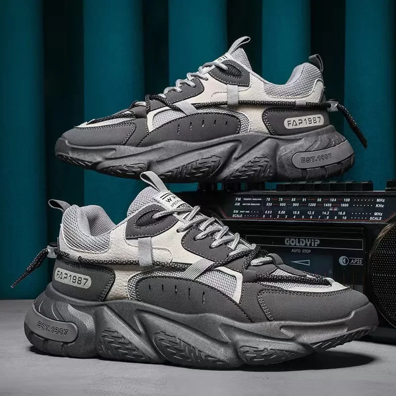 2026 New Men's Sports Running Shoes, Casual and Versatile, Breathable and Height Increasing Sports Shoes, Lace Up Men's Shoes