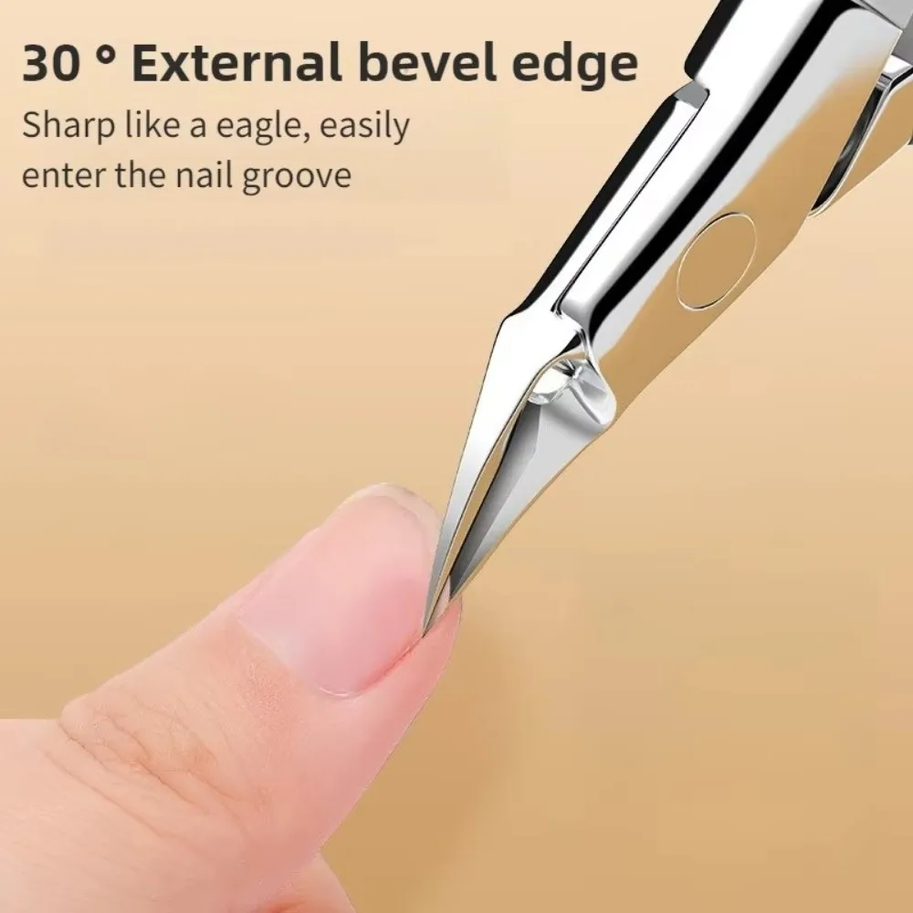 Zehennagelknipser mit großer Backe, spritzwassergeschützt, schräges Design, Nagelknipser aus Edelstahl, dicke Nägel, Trimmer für eingewachsene Nägel